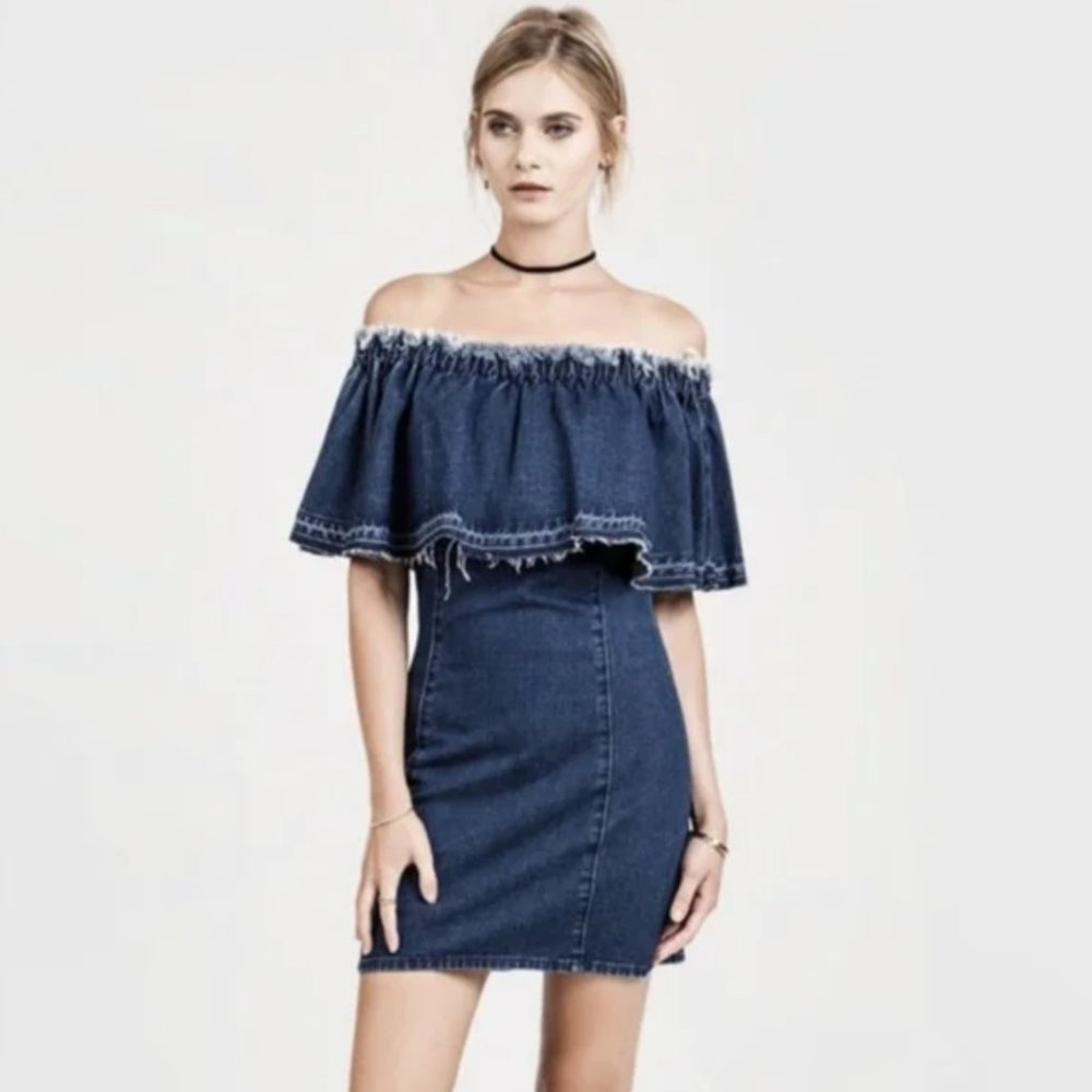 Cold-Shoulder Denim Dress